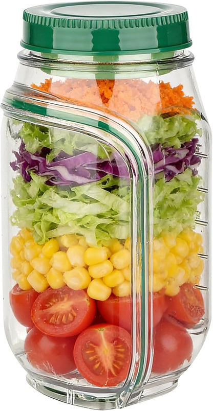 Salad Jar Pod, Leakproof Salad Jar Lunch Container with Side Opening (Green)