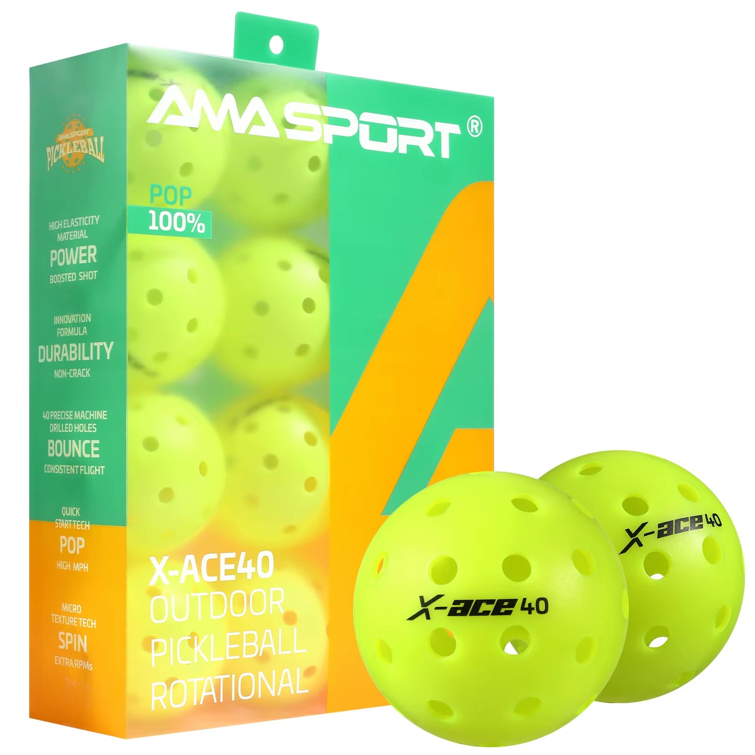 Experience Unmatched Performance with AMA SPORT X-Ace40 Multicolor Pickleball Balls - Precision Molded for Outdoor Training Excellence